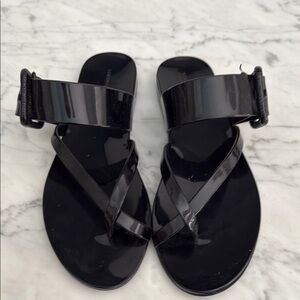 Veronica Beard Black Salva Jelly Slides Like Brand New size 6